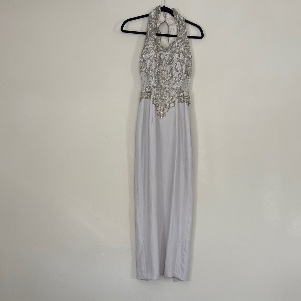 Creative Creations Elegant Silver Halter Dress - image 5
